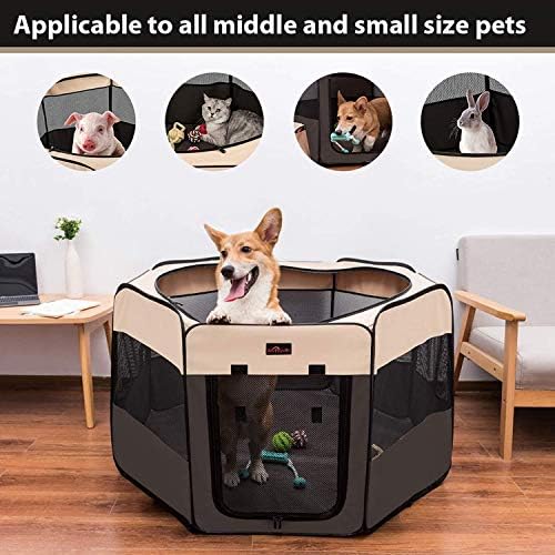 Aivituvin Dog Portable Playpen Exercise Pen for Small & Large Doggie Puppy Kitten Rabbit Pop Up Cat Киноложки Indoor/Outdoor Use,Top Load