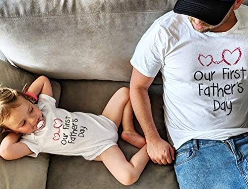 Our First Father ' s Day Dad & Baby Matching Set Детско Боди и Мъжки t-shirt