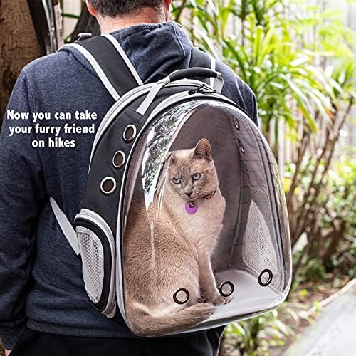 Milcron Expandable Front and Back Cat Backpack Carrier Bubble with Cat Collar - Удобна переноска за домашни любимци за Котка или Малко куче, 9 Вентилационни отвори, Устойчиво на Надраскване Окото, Мек?