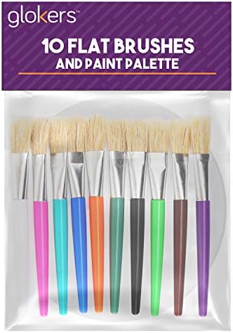 glokers 10-Piece Kid ' s Paint Brushes Set with Paint Palette - Комплект от 10 плоски четки, лесно се пере и Артистични