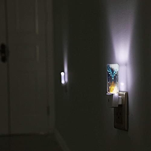 Space Deer Night Light Set,Plug-in Led Nightlights Auto Здрач-to-Dawn Sensor Лампа за Спални Баня и Кухня, Антре Стълби,