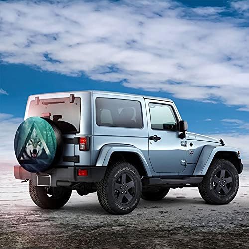 N/A Forest Wolf Spare Tire Cover Tire Covers Camping Waterproof Wheel Protectors for Camper Travel Trailer,Rv, спорт ютилити